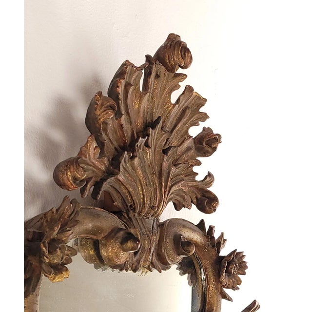 Rococo Italian Rococo Giltwood Mirror, Mid-19th Century For Sale - Image 3 of 9