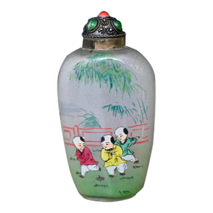 Mid 20th Century Chinese Children Inside Painted Snuff Bottle