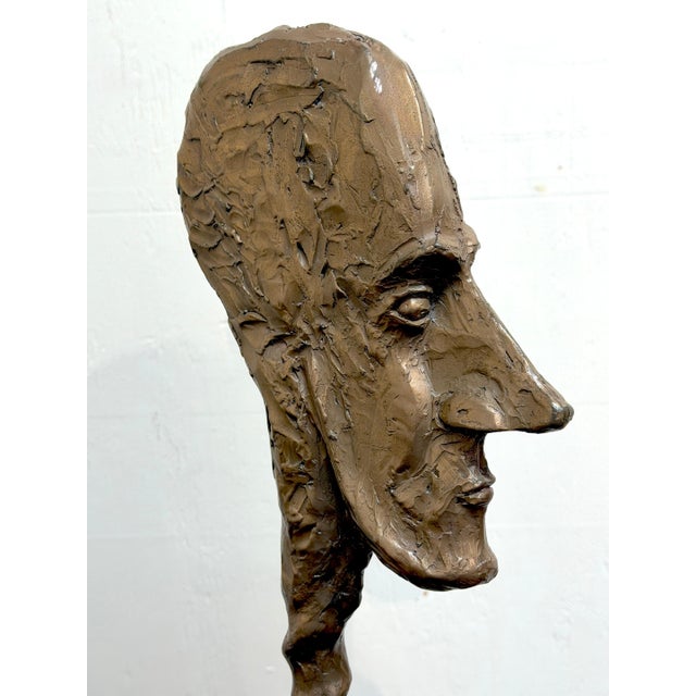 Brown Giacometti School Bronze Male Figural Totem Sculpture, Museum Mounted, 20th C For Sale - Image 8 of 15