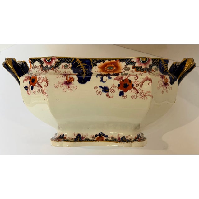 Staffordshire Potteries Antique Staffordshire Style Ironstone Valentia” Imari Transferware Covered Tureen & Platter For Sale - Image 4 of 12