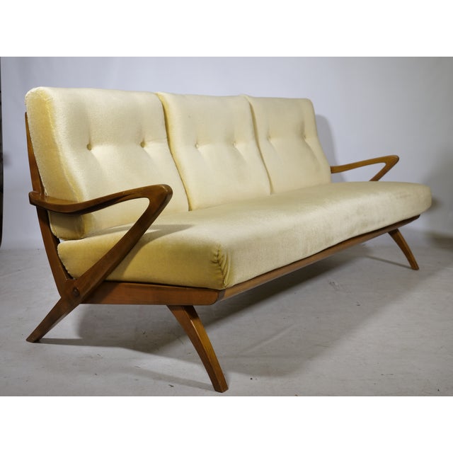 1950s Mid-Century Modern Three-Seater Wooden Sofa by Guglielmo Ulrich, Italy, 1950s For Sale - Image 5 of 11