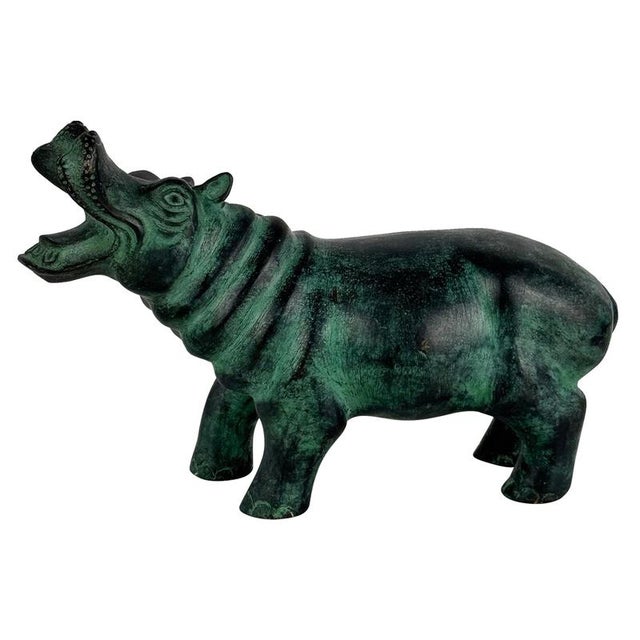 Patinated Hippopotamus Sculpture, 1980s, Bronze For Sale - Image 15 of 15
