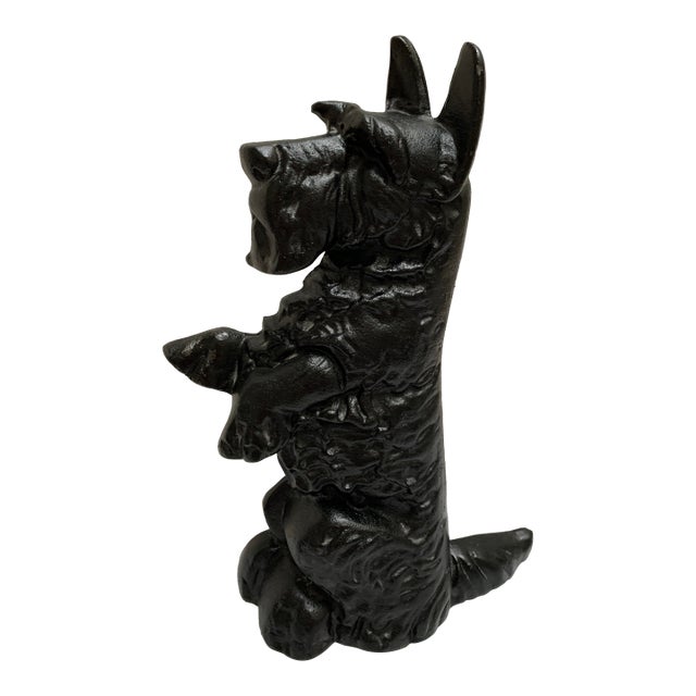 Vintage Black Iron Scottish Terrier Doorstop Decor For Sale
