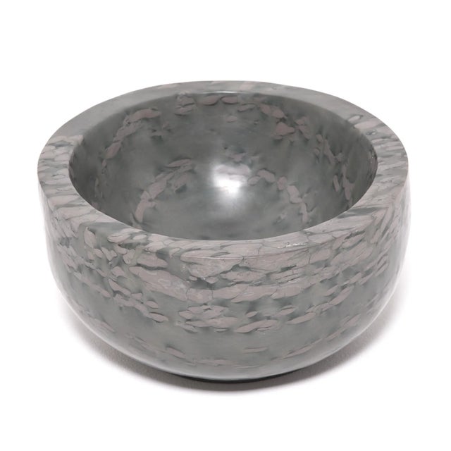 Early 21st Century Hand Carved Footed Zhenzhu Stone Basin For Sale - Image 5 of 6