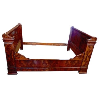 19th Century Country Louis Philippe Burled Walnut Bedframe For Sale