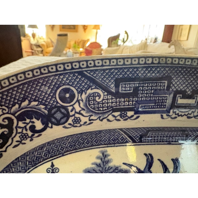 Ceramic 19th Century English Staffordshire Blue and White Transferware Platter For Sale - Image 7 of 17