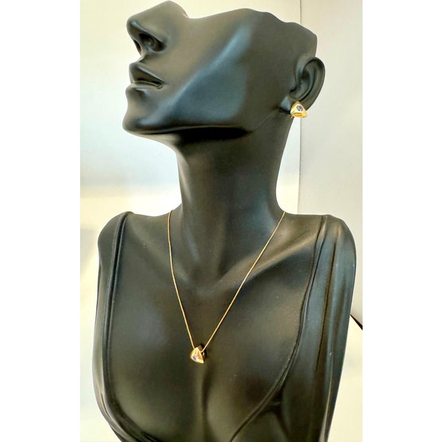 Three Piece Tanzanite Pendant & Earring Set In 14 Karat Yellow Gold with Chain For Sale In New York - Image 6 of 18