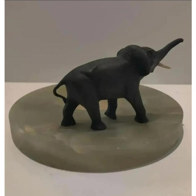 Vienna Austrian Bronze Elephant on Green Onyx Marble Tray, Circa 1920s For Sale - Image 4 of 9