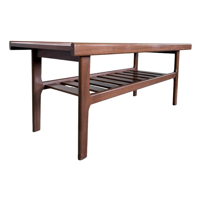 Mid-Century Modern Surfboard Walnut and Teak Coffee Table, 1960s For Sale