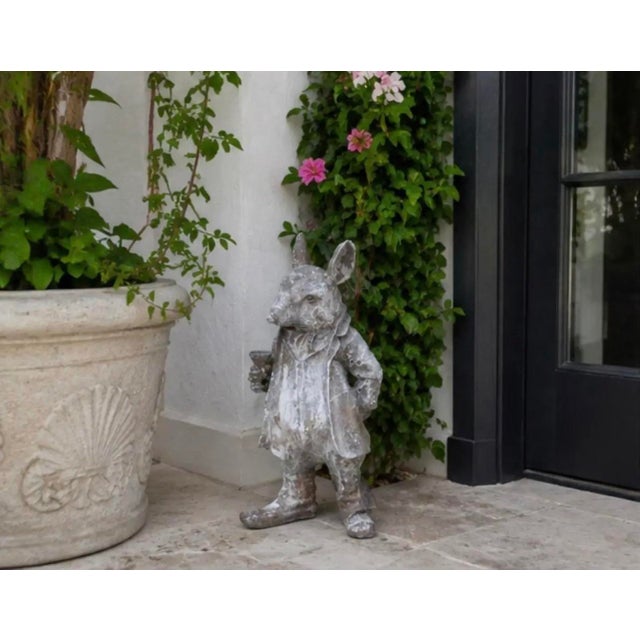 Metal Vintage Cast Iron Anthropomorphic Gentleman Dandy Mouse Garden Statue For Sale - Image 7 of 12