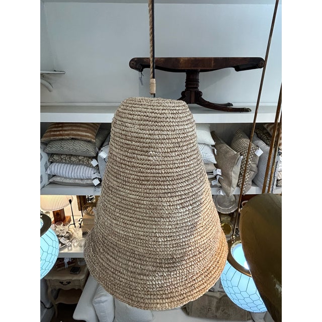 Late 20th Century Large Natural Woven Basket Pendant Light For Sale - Image 4 of 7