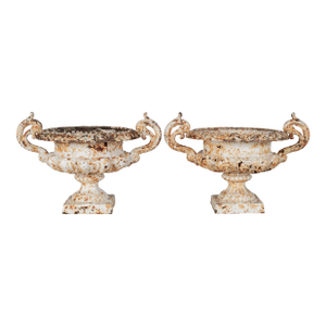 Pair of 19th Century French Cast Iron Urns
