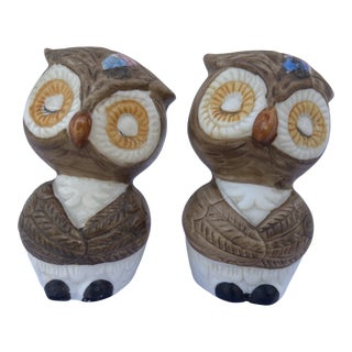 Mid-Century Owl Salt & Pepper Shakers- a Pair For Sale