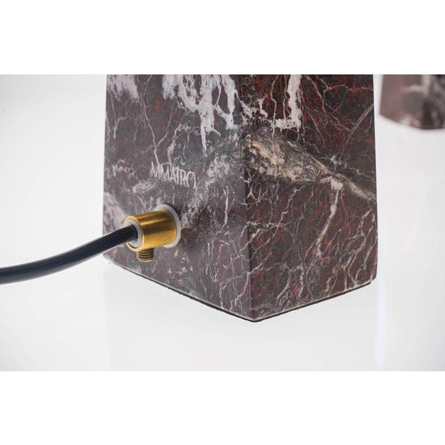 Marble Table Lamps in Rosso Levanto Marble by Silvio Piattelli, Set of 2 For Sale - Image 4 of 18