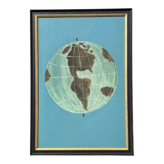 19th C. Original Oil on Board - International Order of Odd Fellows Fraternal Folk Ritual Painting - Earth / Globe For Sale