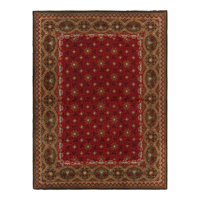 Antique Donegal Rug in Red With Floral Patterns From Rug & Kilim For Sale