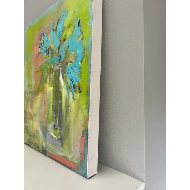 "Blue Flowers" Original Flower Painting by Shann Spishak For Sale In Seattle - Image 6 of 7