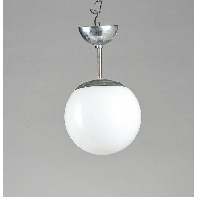 1960s Italian Chrome-Plated Iron Pendant with Opal Glass Ball, 1960s For Sale - Image 5 of 9