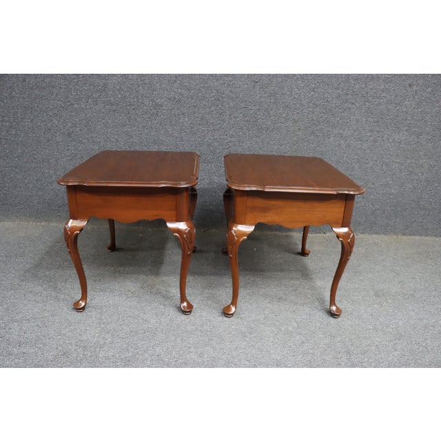 Ethan Allen Queen Anne Cherry Side Tables – Pair For Sale - Image 11 of 13