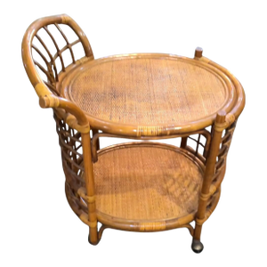 1970s Bamboo Rolling Bar Cart