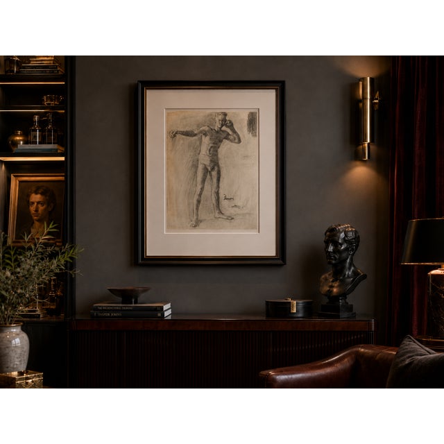 Academic Male Figure Study and Seated Male Nude - Brown C. 1915 For Sale - Image 17 of 18