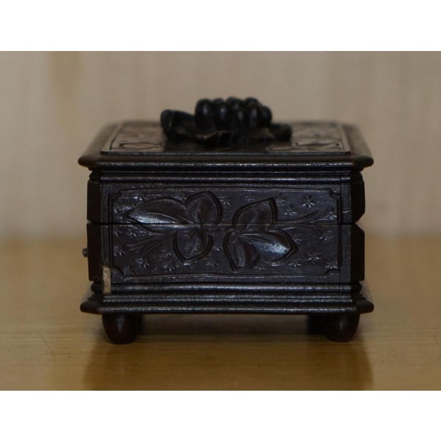 Grape Vine Carved Black Forest Wood Music Box, 1880s For Sale - Image 9 of 17