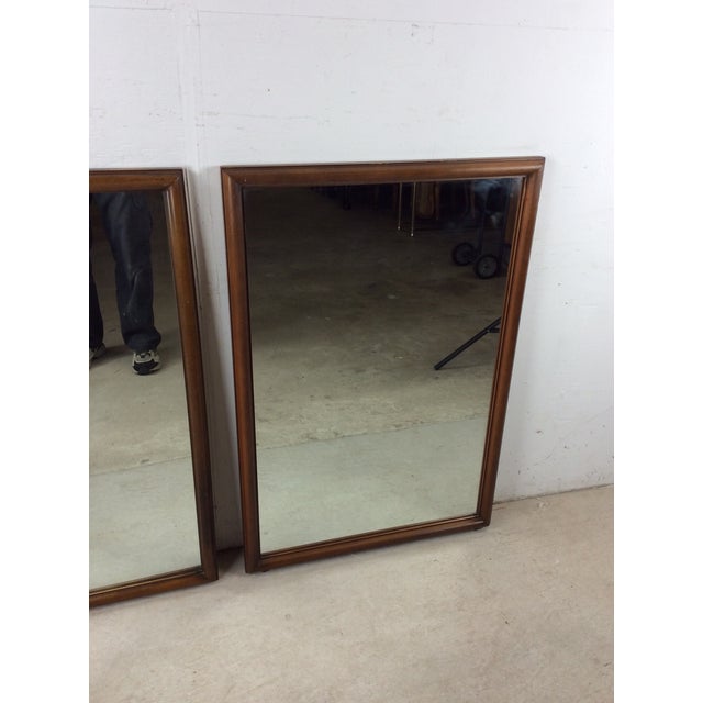 Mid-Century Modern Pair of Mid Century Modern Rectangular Wall Mirrors With Thin Walnut Frame For Sale - Image 3 of 18