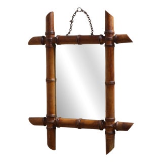Small French Style Wall Mirror in Faux Bamboo, 1920s For Sale