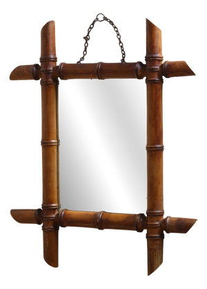 Small French Style Wall Mirror in Faux Bamboo, 1920s