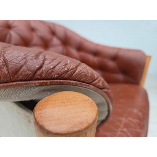 Brown Swedish Model G7 Pedro Leather Armchair by Gunnar Kentemo, 1970s For Sale - Image 8 of 18