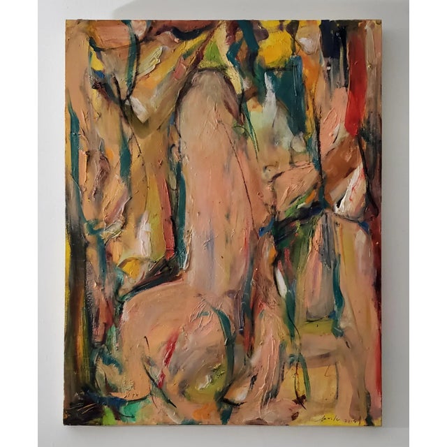 2010s 2015 Abstract Expressionist Oil Painting on Canvas "Composition Iv" by Marla Anzalona Ny For Sale - Image 5 of 5