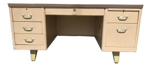 Vintage Cole Steel Mid Century Modern Metal Tanker Desk