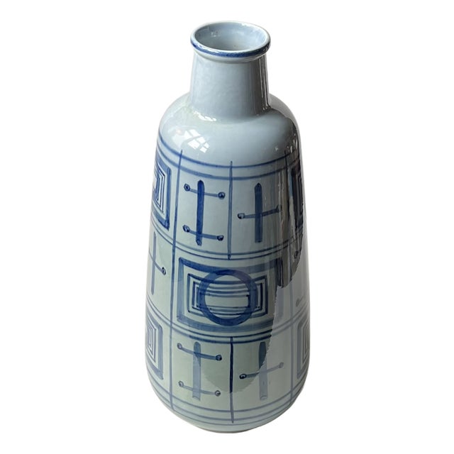 Midcentury Modern Blue Ceramic Floor Vase by Gerd Hiort Petersen for Søholm, 1970s For Sale