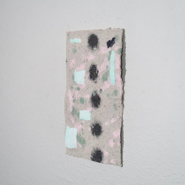 Contemporary Contemporary Abstract Fiber Base Mixed Media Painting With Geometric Forms in Soft Pink, Mint, and Black by Casey R Klein For Sale - Image 3 of 17