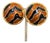Vintage Signed Gerard Yosca Round Orange & Black Striped Clip Earrings- 2 Pieces For Sale