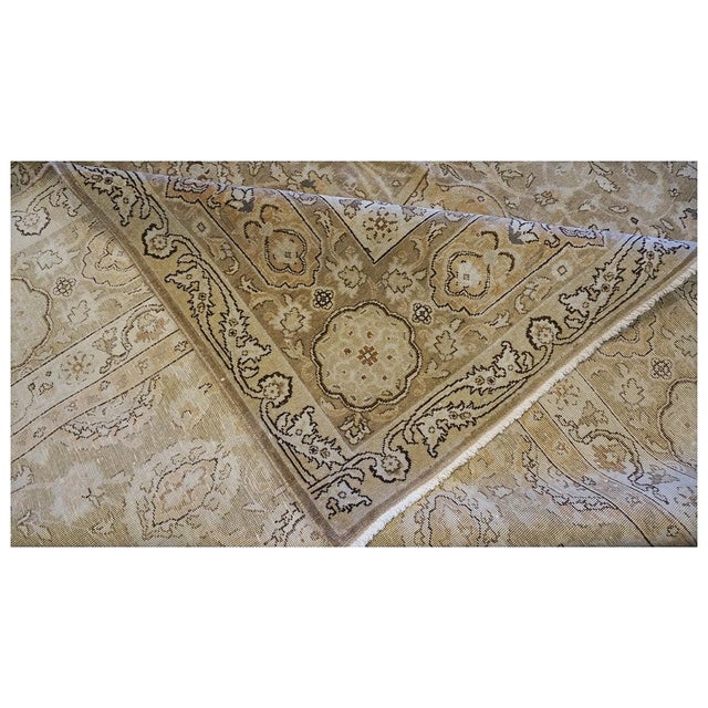 Textile Antique Persian Tabriz Wool 10x13 Ivory, Brown & Tan Handmade Area Rug #9902389 For Sale - Image 7 of 7