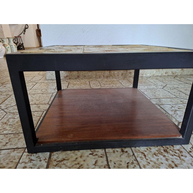 Coffee Table in Glazed Ceramic and Black Metal, 1960s, in Good conditions. Designed 1960 to 1969