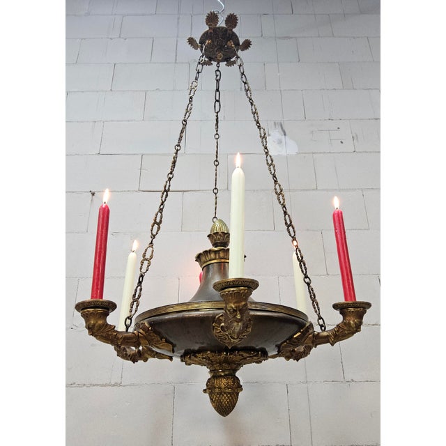Traditional Antique Neo-Renaissance Greenman Candle Chandelier, 1980s For Sale - Image 3 of 18