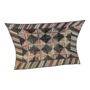 Antique 19th Century Mennonite Handmade Log Cabin Blanket Patchwork Quilt