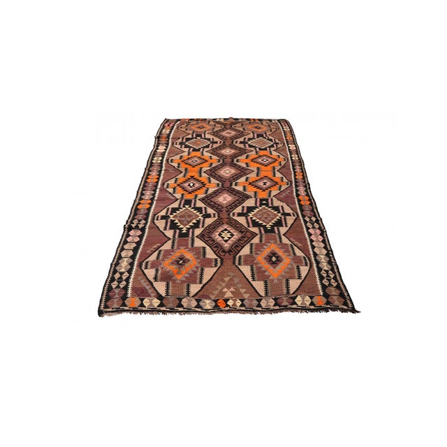 Mid-Century Modern Vintage Decorative Turkish Kilim Rug - 4`11″ X 13`0″ For Sale - Image 3 of 6