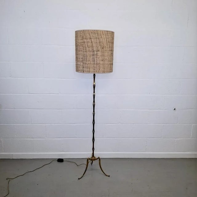 Metal Vintage Bamboo Floor Lamp in Brass, 1960s For Sale - Image 7 of 7