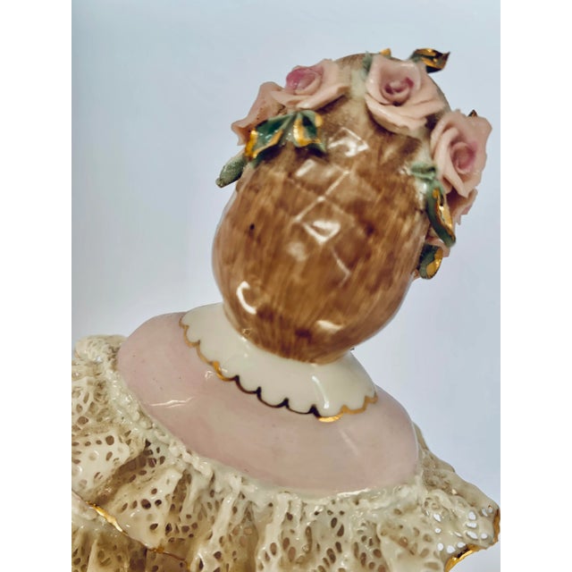 Rare Vintage Lee Wollard Porcelain Figurine Titled ‘Nancy’ With Tiered Dresden Lace Skirt For Sale - Image 11 of 12