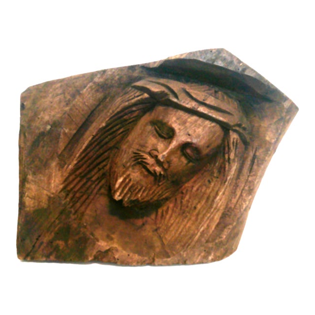 Hand-Carved Head of Jesus Christ Tree Head Bust Artistic Brutalist For Sale