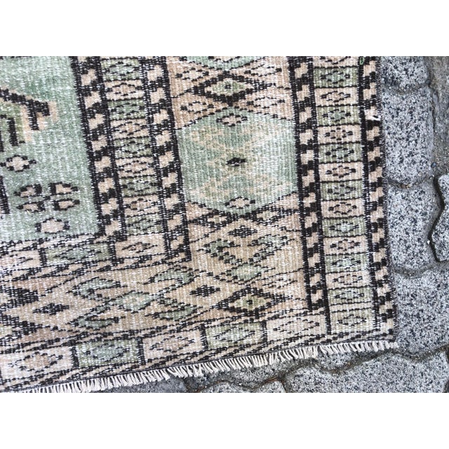 Textile 1960s Green Handmade Anatolian Floral Wool Rug For Sale - Image 7 of 11