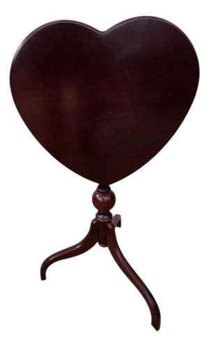 1990s Bombay Company Mahogany Flip Top Side Table Pedestal Stand Queen Ann Heart Shape
