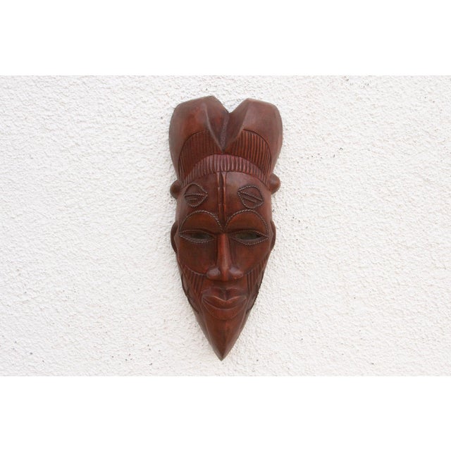 African Elongated Face Carved African Mask For Sale - Image 3 of 7