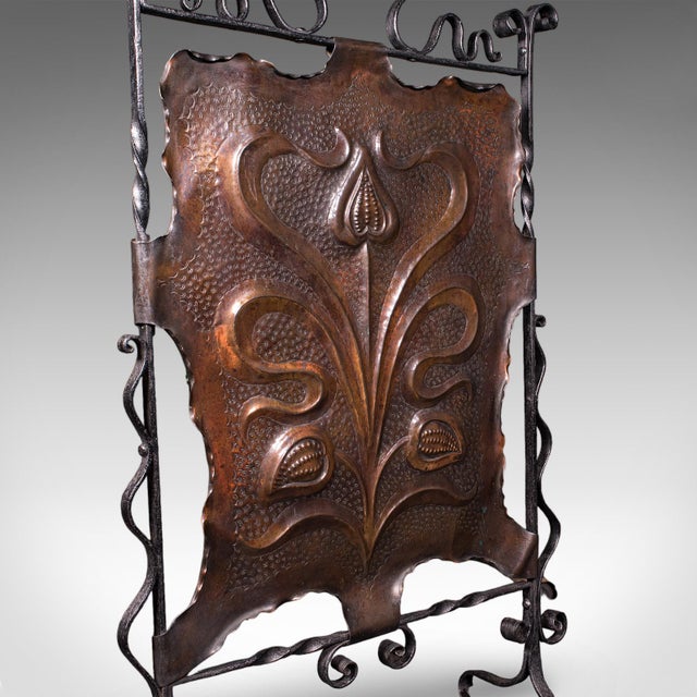 Metal Antique Fire Screen, Art Nouveau, French, Fireplace Reflector, Copper, Victorian For Sale - Image 7 of 10