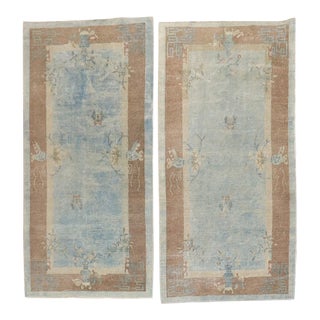 Pair Of Chinese Blue Art Deco Rugs - 3' x 5'10" For Sale
