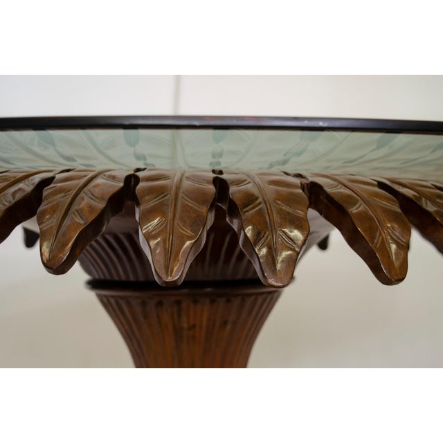 Mid-Century Modern Daisy Table with Glass Top and Central Table with Carved Leaves, Italy, 1960 For Sale - Image 3 of 6