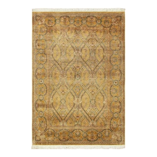 Art Nouveau 1990's Pak-Persian Gold/Green Wool Rug - 6'0'' X 8'7'' For Sale